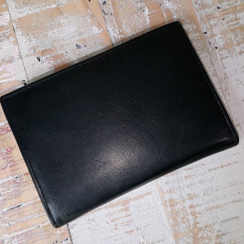 Vintage Soft Genuine Leather Unisex Bifold Wallet Organizer Compartments Black